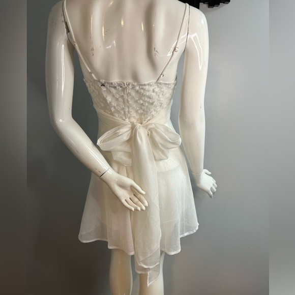 DOUBLE Crazy Tie Back Embroidered Mesh Bodice Dress. Size Medium - Picture 7 of 12